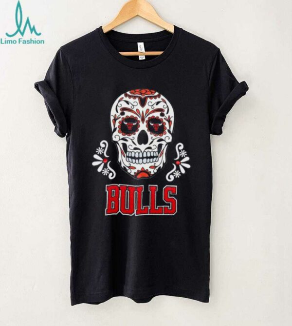 Chicago Bulls Sugar Skull Dia De Los Muertos Black T Shirt