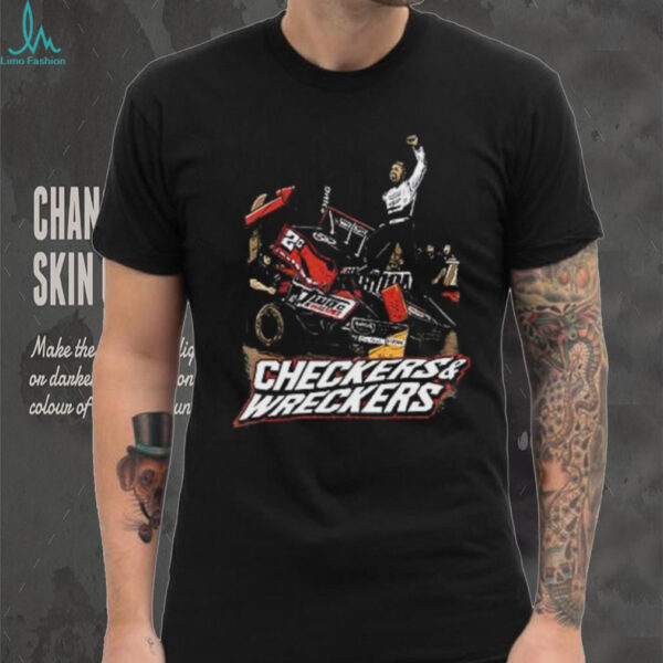 Cole Macedo two C racing checkers and wreckers shirt