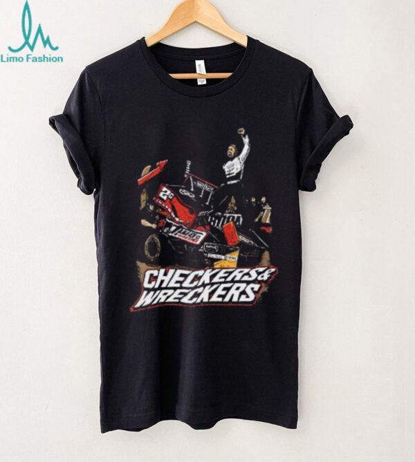 Cole Macedo two C racing checkers and wreckers shirt