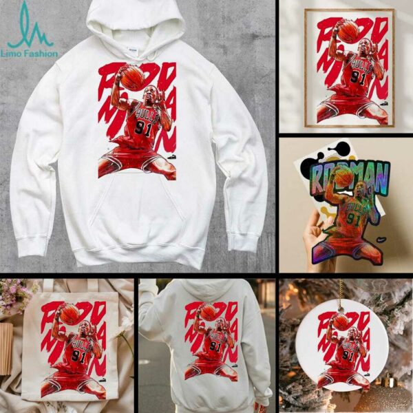 Dennis Rodman basketball superstar pose graphic shirt
