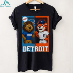 Detroit Lions and Detroit Tigers mascot play card shirt