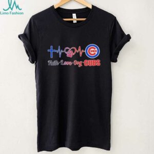 Faith love dog Chicago Cubs heartbeat shirt