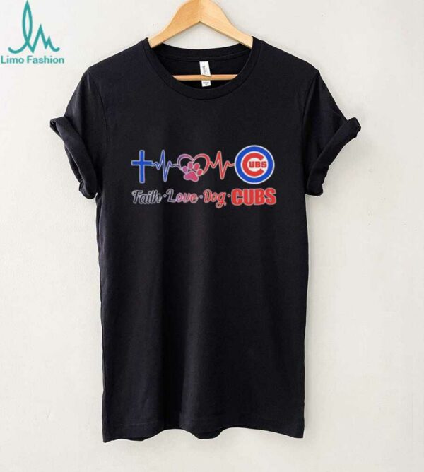 Faith love dog Chicago Cubs heartbeat shirt