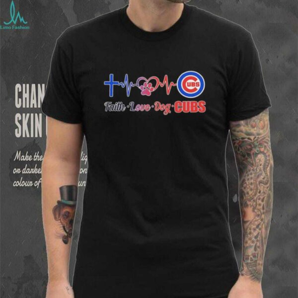 Faith love dog Chicago Cubs heartbeat shirt