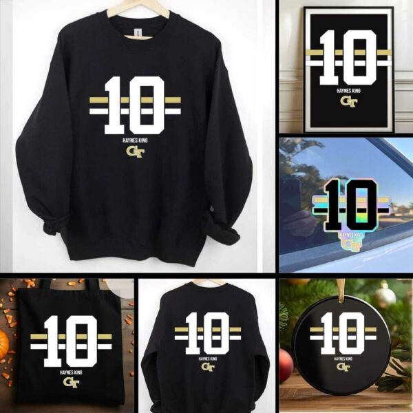 Georgia Tech Yellow Jackets Football Haynes King name number stripe shirt