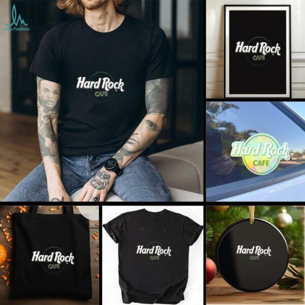 Hard Rock Cafe Black and Green Striped T Shirt