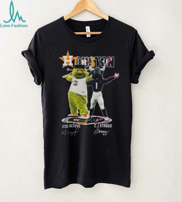 Houston Sports Teams Mascots Jose Altuve And Cj Stroud Signatures Shirt