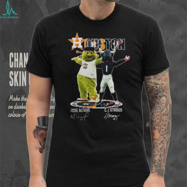 Houston Sports Teams Mascots Jose Altuve And Cj Stroud Signatures Shirt