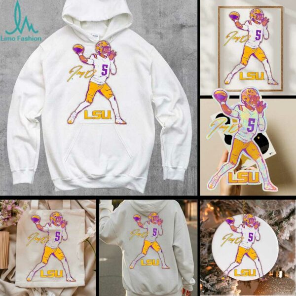 Jayden Daniels superstar pose LSU Tigers signature shirt
