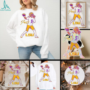 Jayden Daniels superstar pose LSU Tigers signature shirt