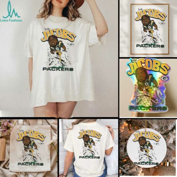 Josh Jacobs Green Bay Packers breakthrough caricature signature shirt
