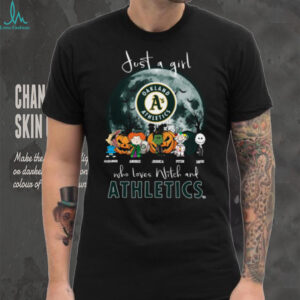 Just a Girl Who Loves Witch and Athletics Oakland A’s Halloween T Shirt
