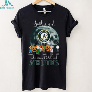Just a Girl Who Loves Witch and Athletics Oakland A's Halloween T Shirt