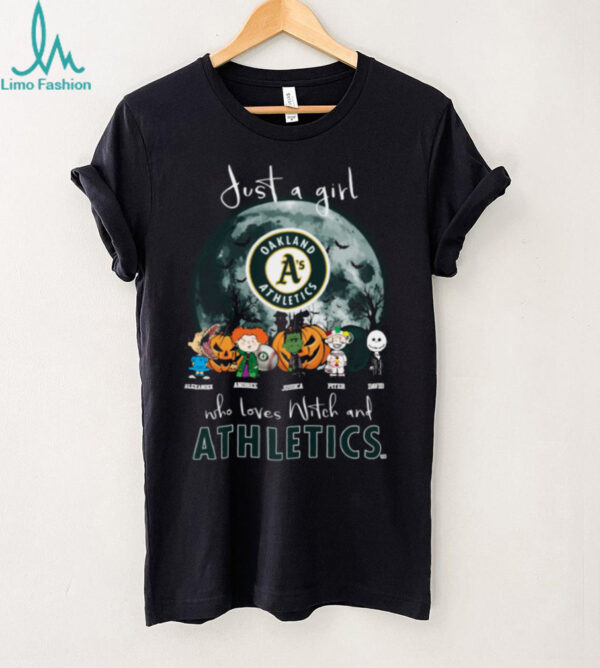 Just a Girl Who Loves Witch and Athletics Oakland A’s Halloween T Shirt