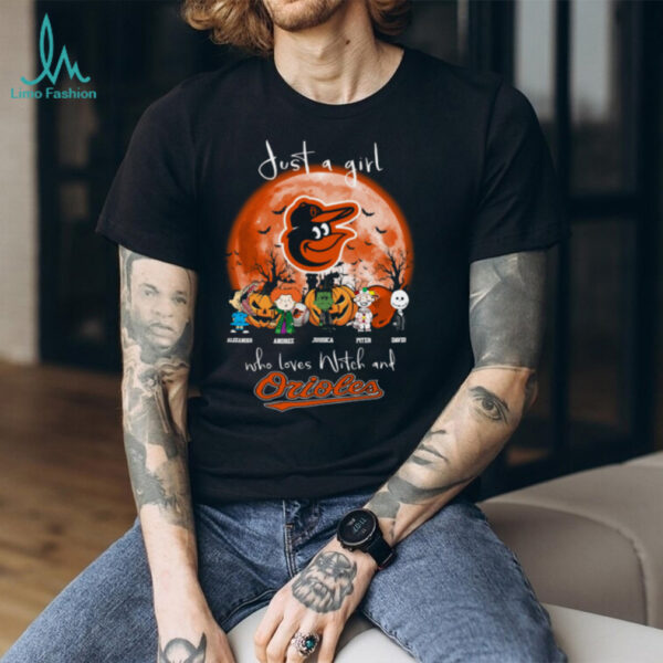 Just a Girl Who Loves Witch and Orioles   Halloween T Shirt