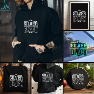 Las Vegas Raiders logo silver and black shirt