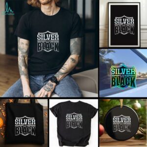 Las Vegas Raiders logo silver and black shirt