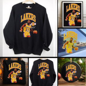 Magic Johnson Los Angeles Lakers classics player arch signature shirt