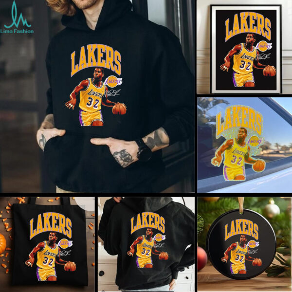 Magic Johnson Los Angeles Lakers classics player arch signature shirt