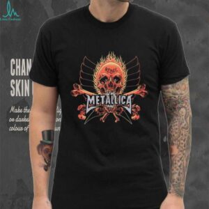 Metallica Flaming Rebel Skull T Shirt