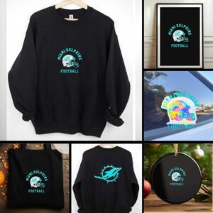 Miami Dolphins Football Helmet Logo 2 sided t shirt