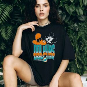 Miami Dolphins Mickey at Quarterback Disney Vintage Football T Shirt