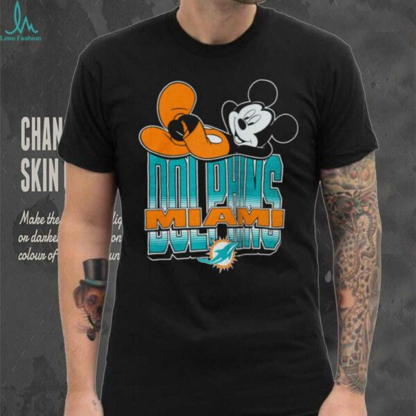 Miami Dolphins Mickey at Quarterback Disney Vintage Football T Shirt
