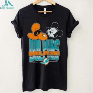 Miami Dolphins Mickey at Quarterback Disney Vintage Football T Shirt