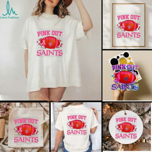 New Orleans Saints pink out ball pink ribbon shirt