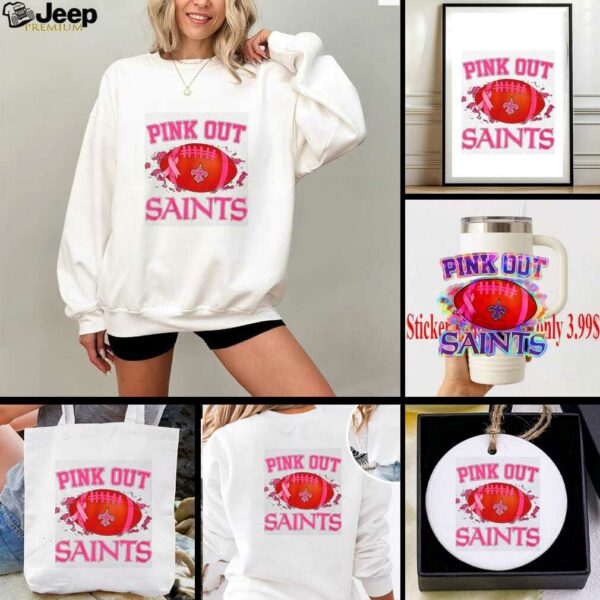 New Orleans Saints pink out ball pink ribbon shirt