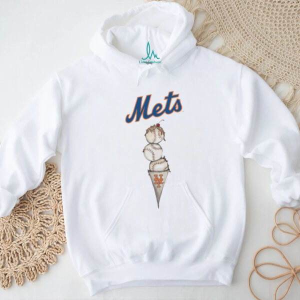 New York Mets Tiny Turnip White Fitted Triple Scoop Shirt