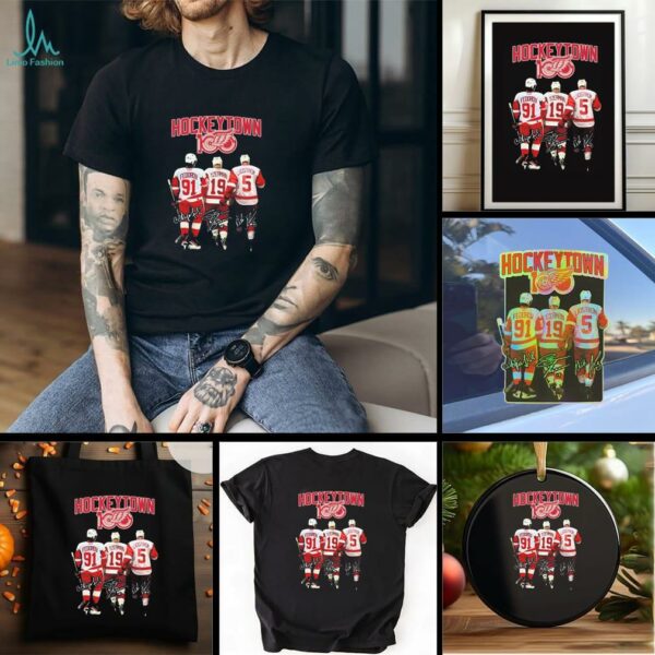 Official Detroit Red Wings Hockey Town 100 Years Signatures 2025 Shirt