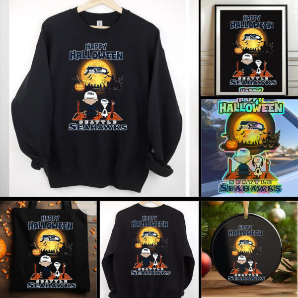 Official Happy Halloween Seattle Seahawks X The Peanuts Snoopy And Charlie Brown Shirt