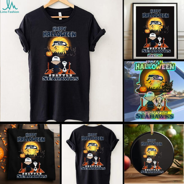 Official Happy Halloween Seattle Seahawks X The Peanuts Snoopy And Charlie Brown Shirt