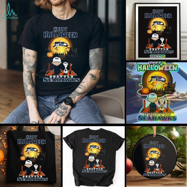 Official Happy Halloween Seattle Seahawks X The Peanuts Snoopy And Charlie Brown Shirt