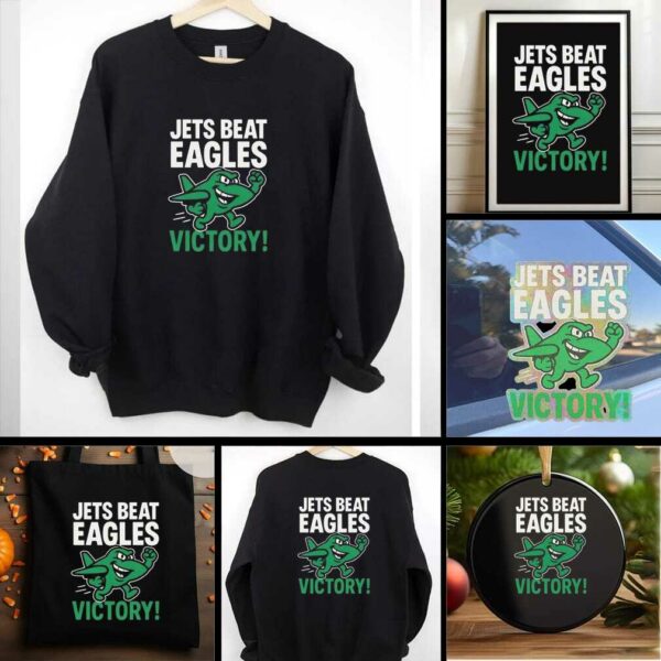 Official NFL 2025 New York Jets Beat Eagles Victory Mascot Shirt