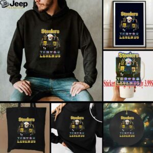 Official Pittsburgh Steelers Bradshaw Roethlisberger Football Legends 2025 Skyline Signatures Shirt