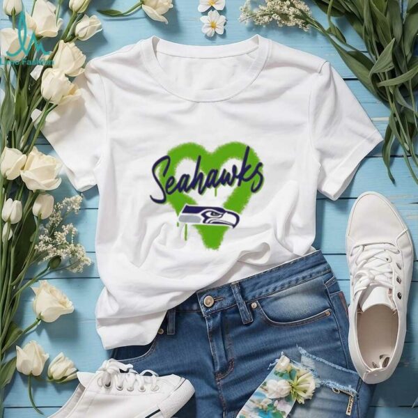 Official Seattle Seahawks Spray Heart Boxy T Shirt