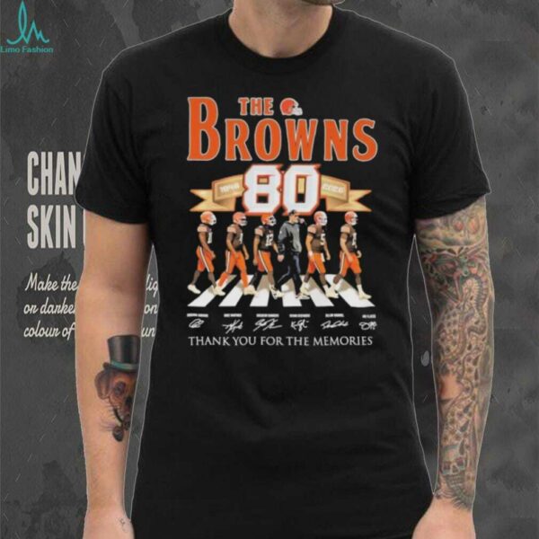 Official The Cleveland Browns 80 Seasons 1946 2026 Signature Thank You For The Memories Shirt