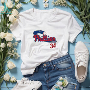 Philadelphia Phillies Halladay 34 Swoosh Logo Baseball Throwback Gameday Tailgate Shirt