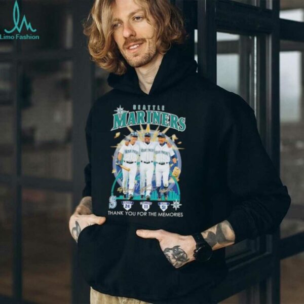 Seattle Mariners Ken Griffey Jr. Edgar Martinez and Ichiro Suzuki Thank You For The Memories Signatures shirt