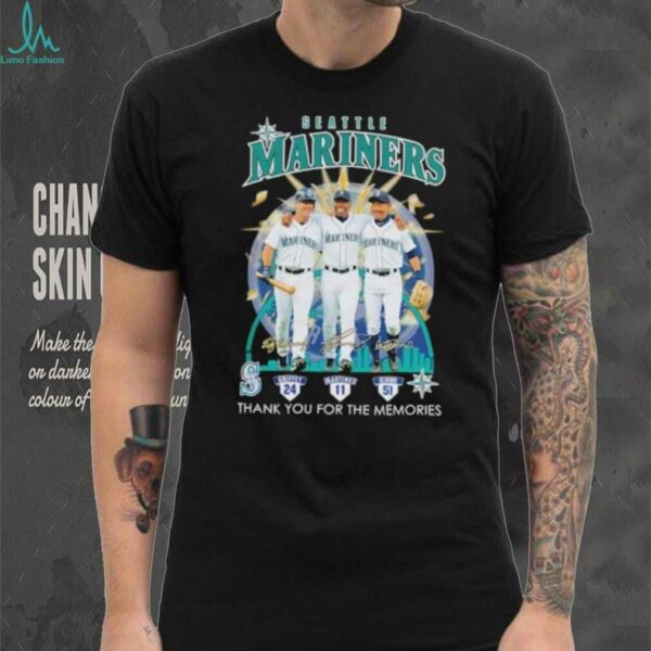 Seattle Mariners Ken Griffey Jr. Edgar Martinez and Ichiro Suzuki Thank You For The Memories Signatures shirt