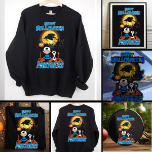 Snoopy And Charlie Brown X Carolina Panthers Happy Halloween T Shirt