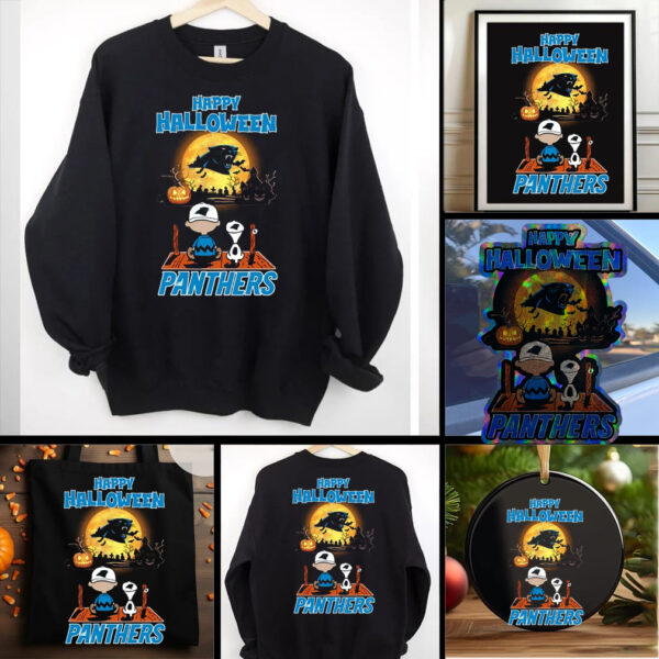 Snoopy And Charlie Brown X Carolina Panthers Happy Halloween T Shirt