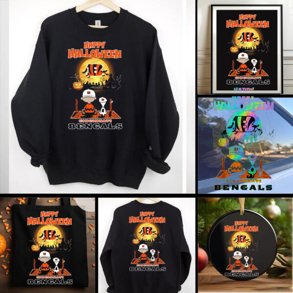 Snoopy And Charlie Brown X Cincinnati Bengals Happy Halloween T Shirt
