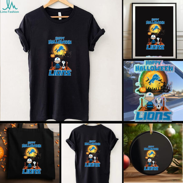 Snoopy And Charlie Brown X Detroit Lions Happy Halloween T Shirt