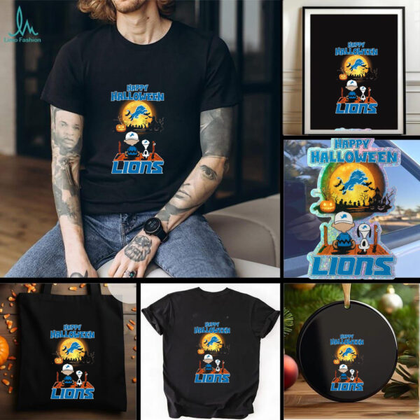 Snoopy And Charlie Brown X Detroit Lions Happy Halloween T Shirt