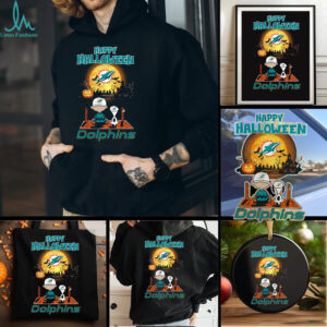 Snoopy And Charlie Brown X Miami Dolphins Happy Halloween T Shirt