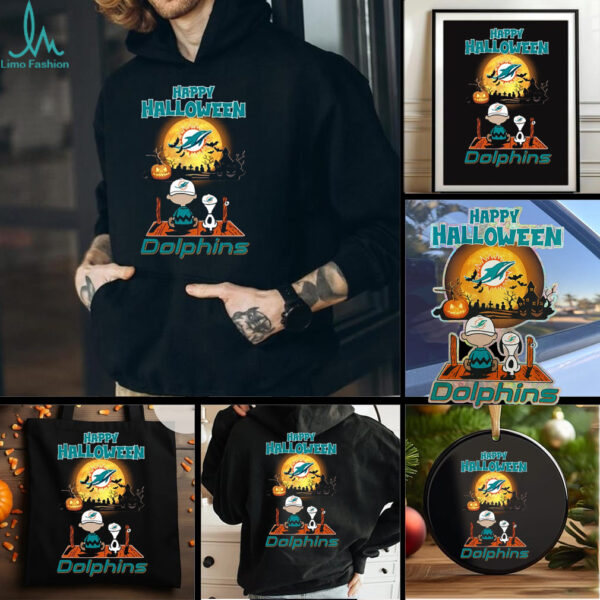 Snoopy And Charlie Brown X Miami Dolphins Happy Halloween T Shirt