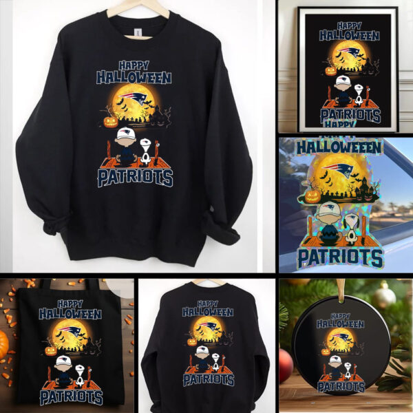 Snoopy And Charlie Brown X New England Patriots Happy Halloween T Shirt